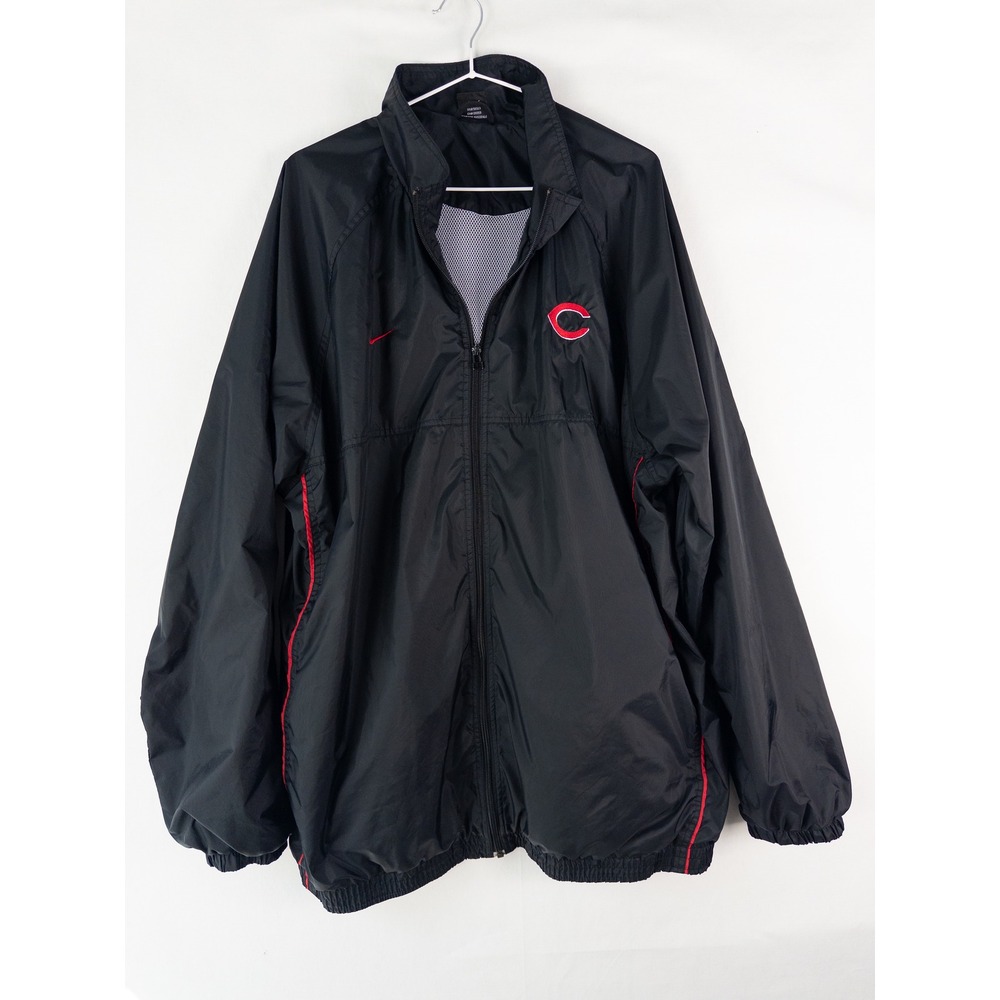 Nike Team Cincinnati Reds MLB Windbreaker Full Zip Jacket Mens XXL Black Streetw
